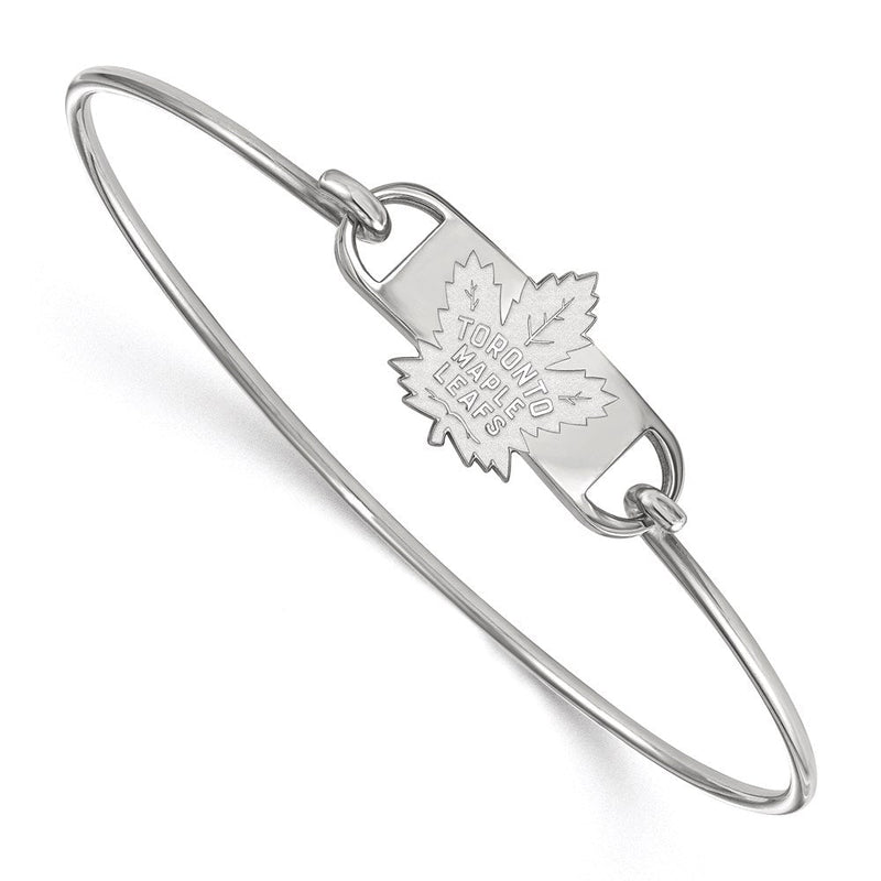 Sterlingsilber Rhodiniert Nhl Logoart Toronto Maple Leafs Klein Mittig 7 Zoll Draht Armreif