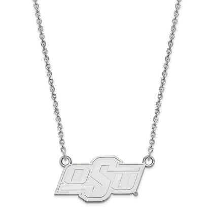 Sterlingsilber Rhodiniert Logoart Oklahoma State University O S U Klein Anhänger 18 Zoll Halskette