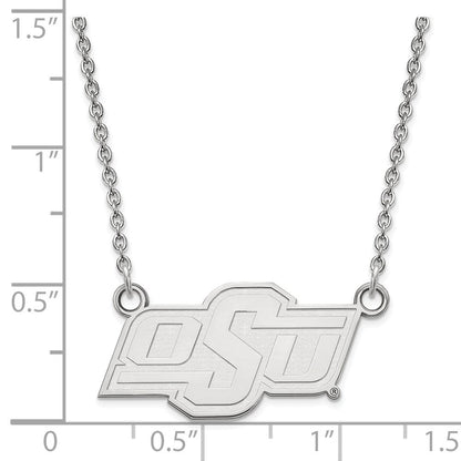 Sterlingsilber Rhodiniert Logoart Oklahoma State University O S U Klein Anhänger 18 Zoll Halskette