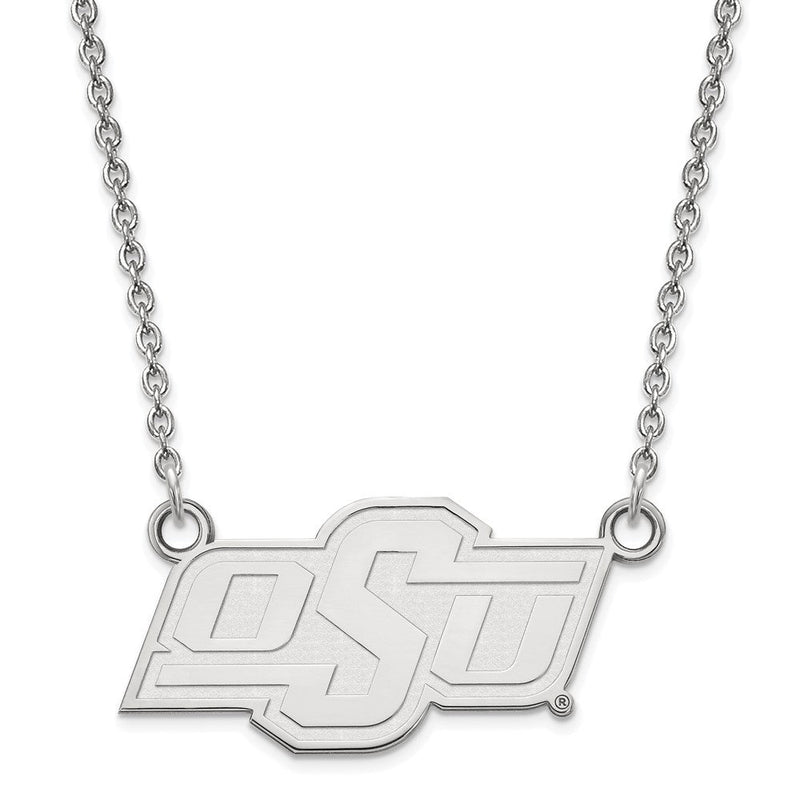 Sterlingsilber Rhodiniert Logoart Oklahoma State University O S U Klein Anhänger 18 Zoll Halskette