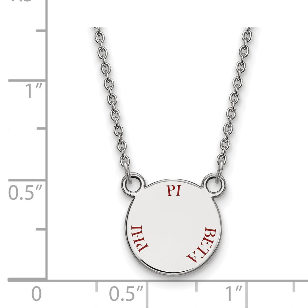 Sterlingsilber Rhodiniert Logoart Pi Beta Phi Sorority Text Klein Farbe Emaille Anhänger 18 Zoll Halskette