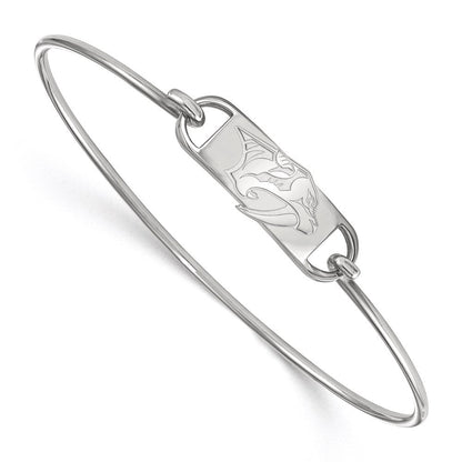Sterlingsilber Rhodiniert Nhl Logoart Nashville Predators Klein Mittig 7 Zoll Draht Armreif
