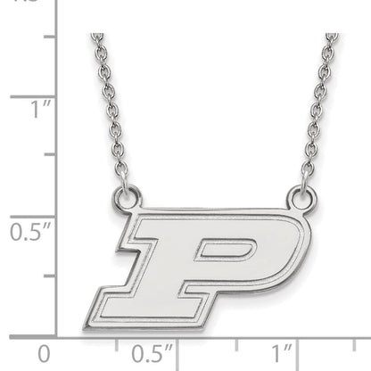 Sterlingsilber Rhodiniert Logoart Purdue University Buchstabe P Klein Anhänger 18 Zoll Halskette