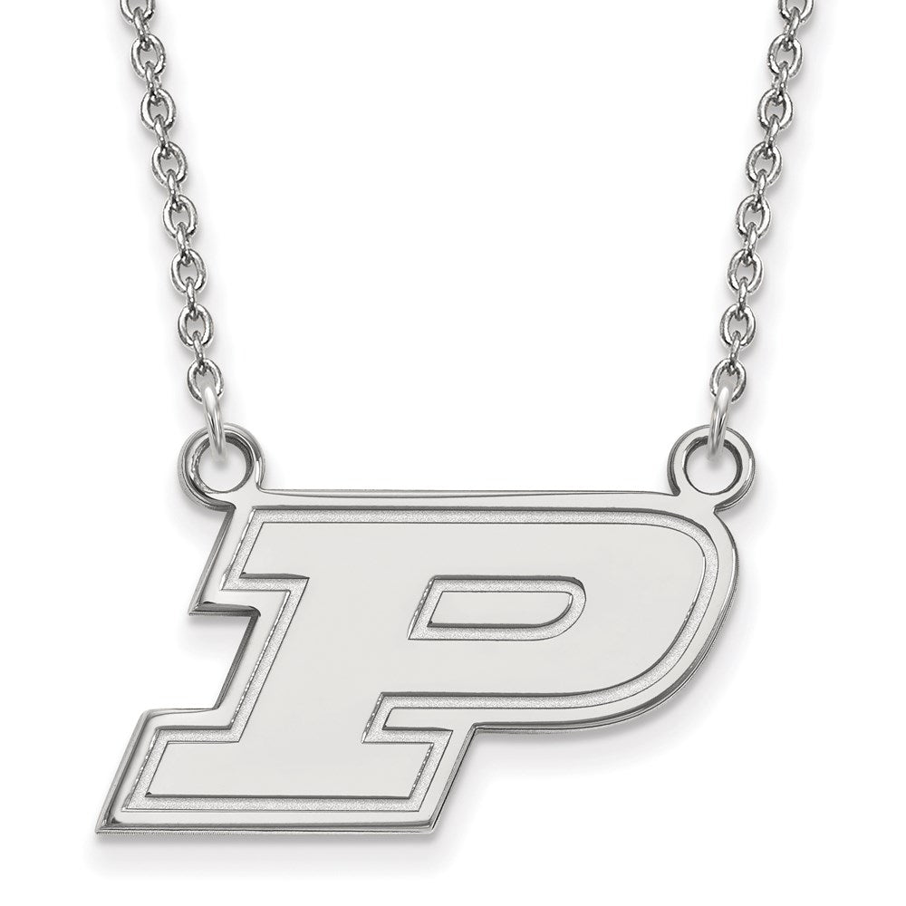 10K Weißgold Logoart Purdue University Buchstabe P Klein Anhänger 18 Zoll Halskette