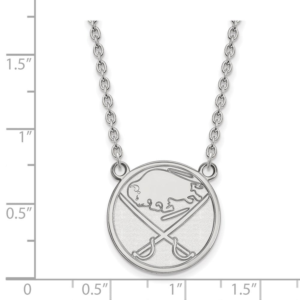 10K Weißgold Nhl Logoart Buffalo Sabres Groß Anhänger 18 Zoll Halskette