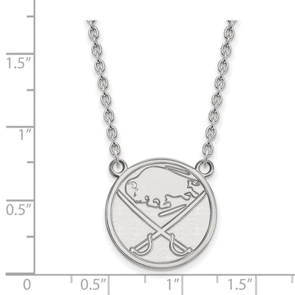 10K Weißgold Nhl Logoart Buffalo Sabres Groß Anhänger 18 Zoll Halskette