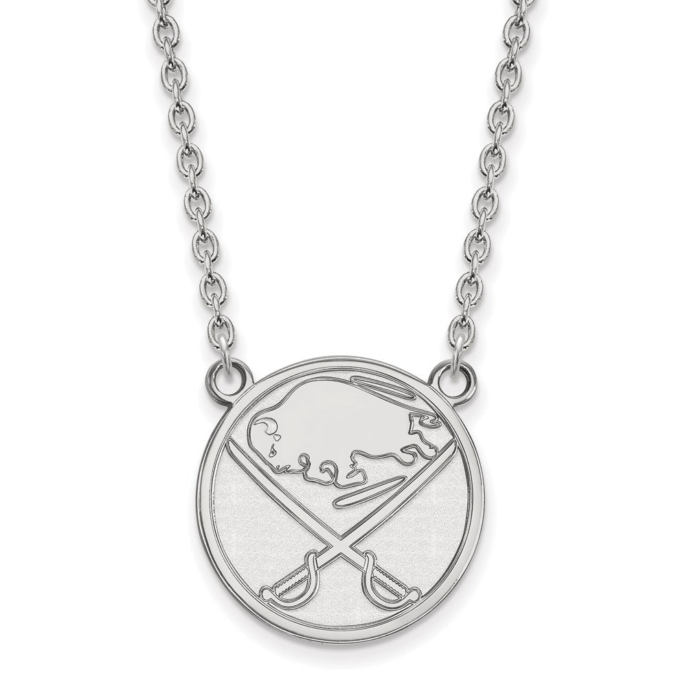 10K Weißgold Nhl Logoart Buffalo Sabres Groß Anhänger 18 Zoll Halskette
