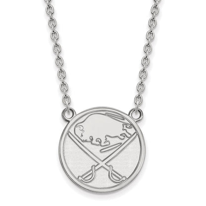 10K Weißgold Nhl Logoart Buffalo Sabres Groß Anhänger 18 Zoll Halskette