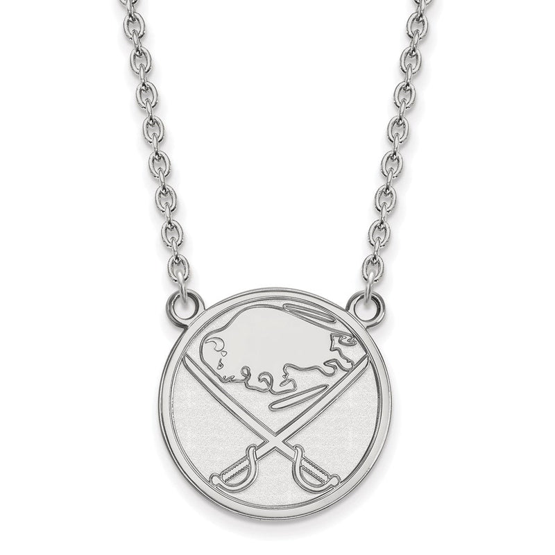 10K Weißgold Nhl Logoart Buffalo Sabres Groß Anhänger 18 Zoll Halskette