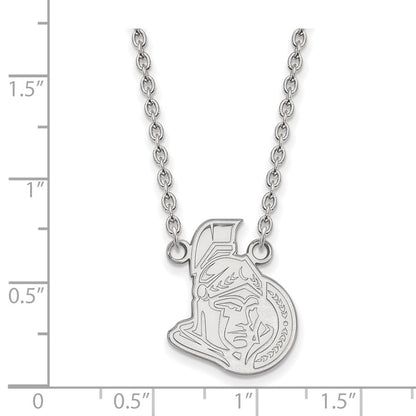 Sterlingsilber Rhodiniert Nhl Logoart Ottawa Senators Groß Anhänger 18 Zoll Halskette