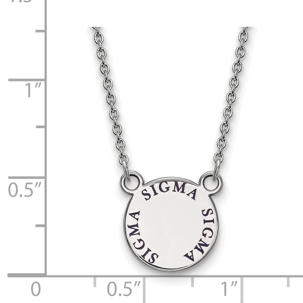 Sterlingsilber Rhodiniert Logoart Sigma Sorority Text Klein Farbe Emaille Anhänger 18 Zoll Halskette