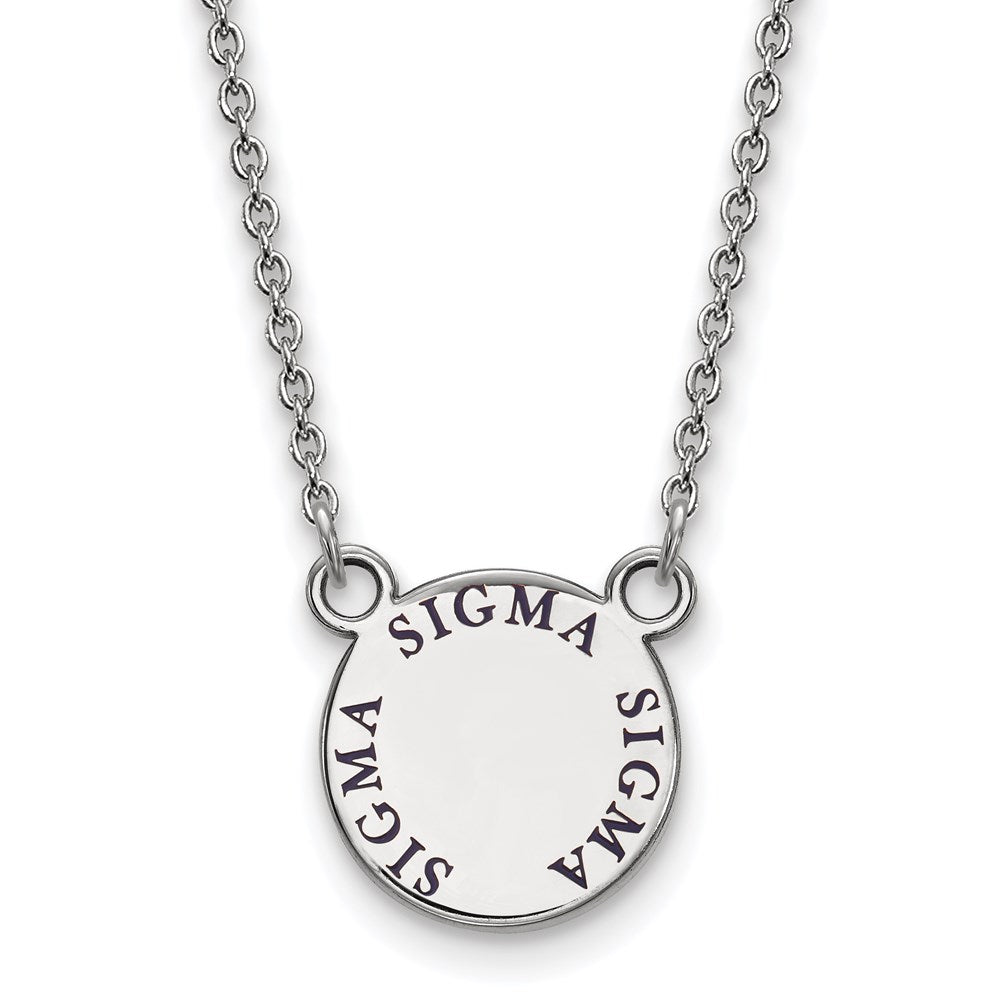 Sterlingsilber Rhodiniert Logoart Sigma Sorority Text Klein Farbe Emaille Anhänger 18 Zoll Halskette