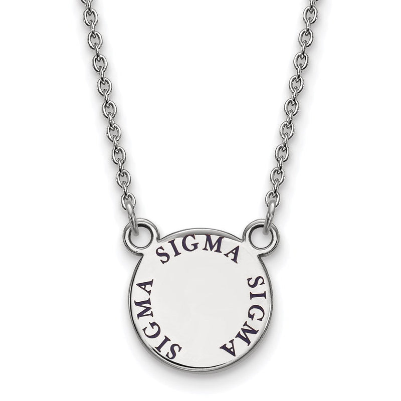 Sterlingsilber Rhodiniert Logoart Sigma Sorority Text Klein Farbe Emaille Anhänger 18 Zoll Halskette