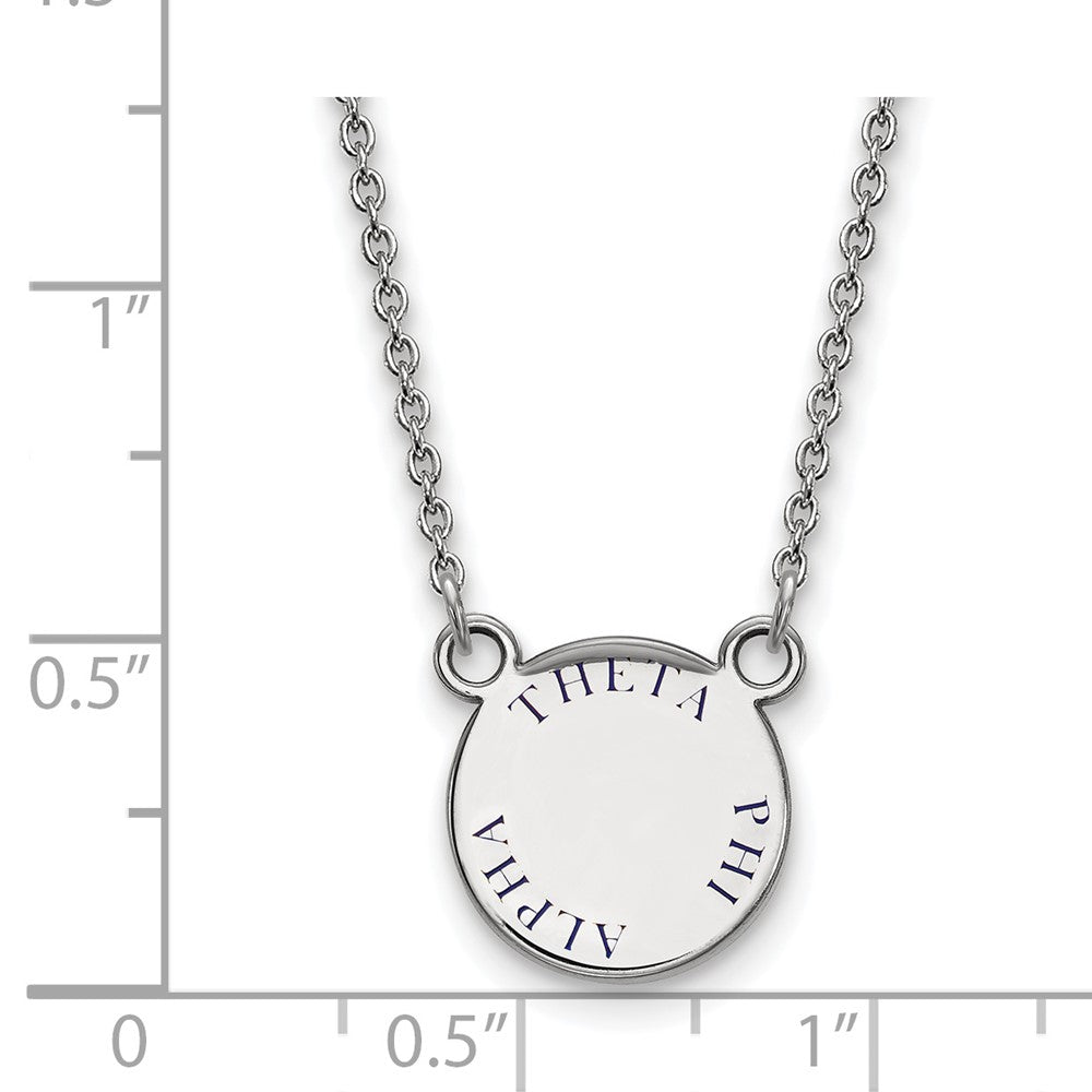 Sterlingsilber Rhodiniert Logoart Theta Phi Alpha Sorority Text Klein Farbe Emaille Anhänger 18 Zoll Halskette