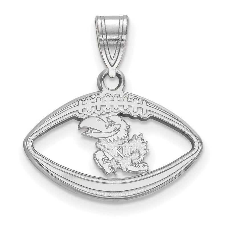 Sterlingsilber Rhodiniert Logoart University Of Kansas Jayhawk Football Anhänger