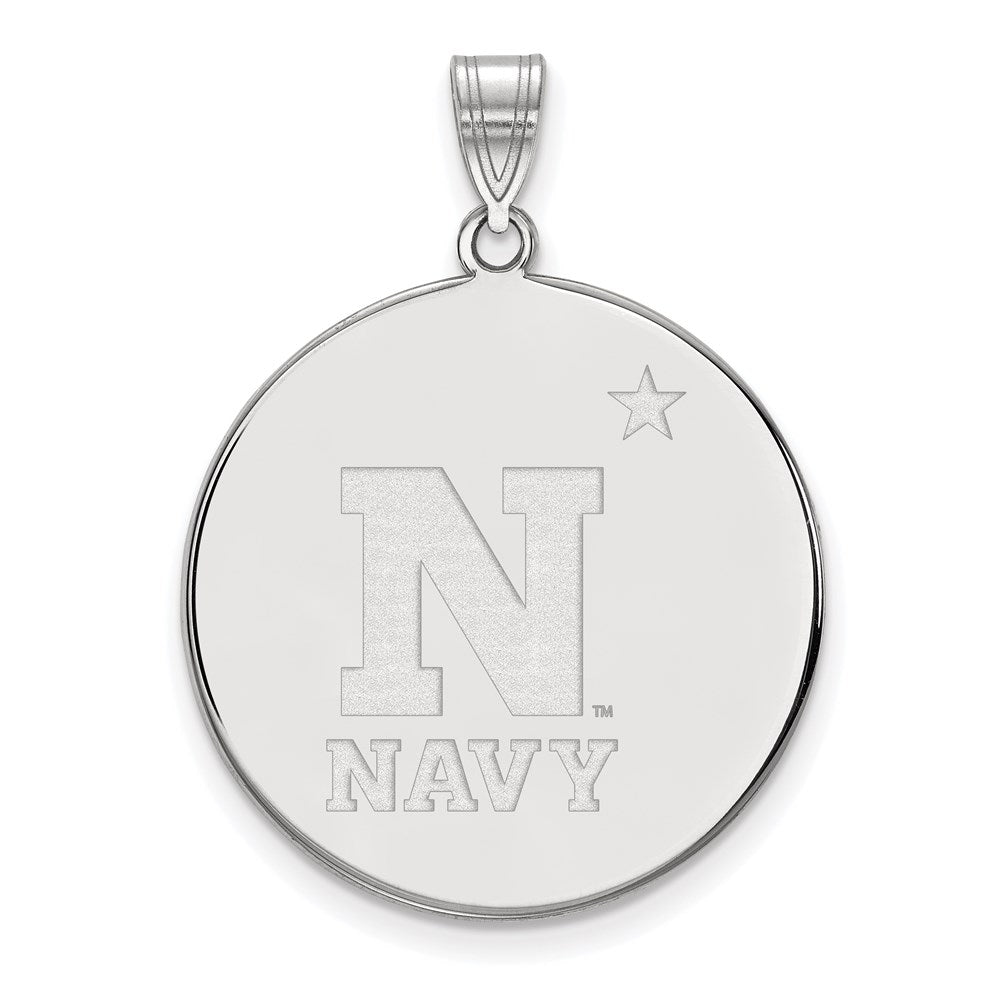 Sterlingsilber Rhodiniert Logoart Us Naval Akademie Extra Groß Plättchen Anhänger