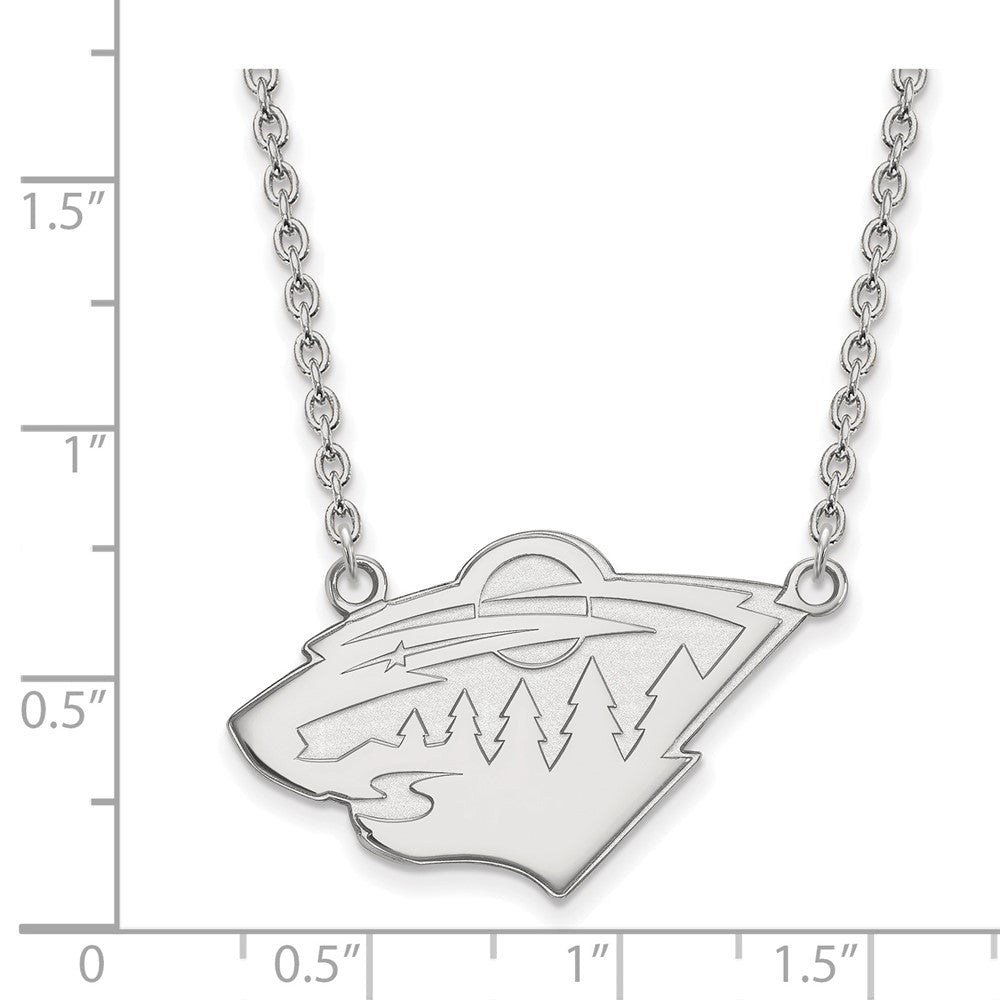 10K Weißgold Nhl Logoart Minnesota Wild Groß Anhänger 18 Zoll Halskette