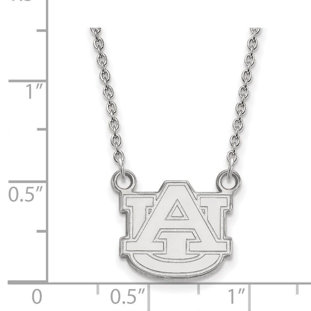 Sterlingsilber Rhodiniert Logoart Auburn University Klein Anhänger 18 Zoll Halskette