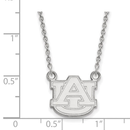 Sterlingsilber Rhodiniert Logoart Auburn University Klein Anhänger 18 Zoll Halskette