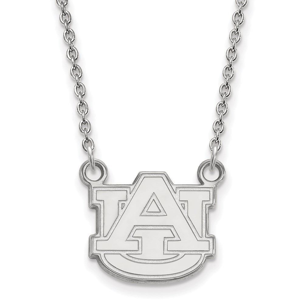 Sterlingsilber Rhodiniert Logoart Auburn University Klein Anhänger 18 Zoll Halskette