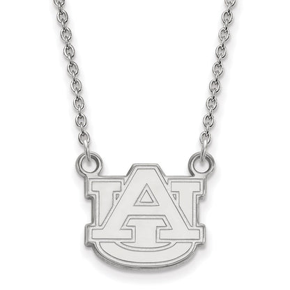 Sterlingsilber Rhodiniert Logoart Auburn University Klein Anhänger 18 Zoll Halskette