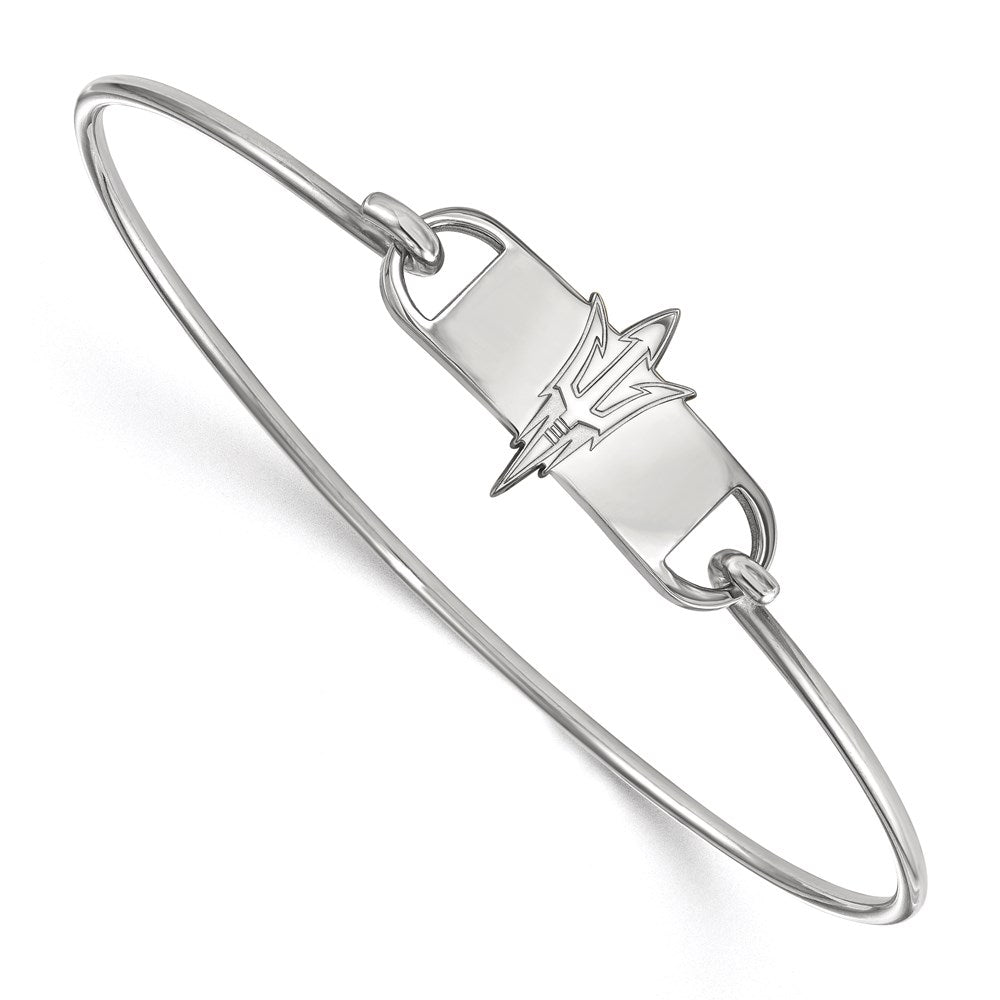 Sterlingsilber Rhodiniert Logoart Arizona State University Pitchfork Klein Mittig 7 Zoll Draht Armreif