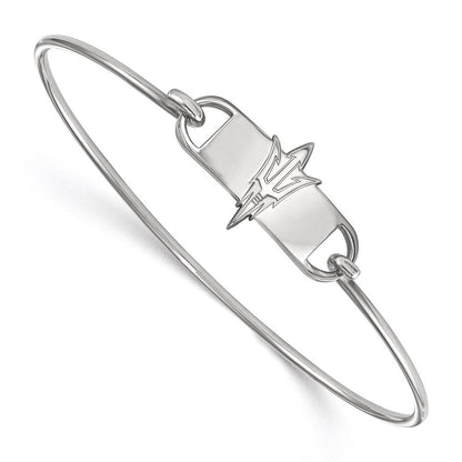 Sterlingsilber Rhodiniert Logoart Arizona State University Pitchfork Klein Mittig 7 Zoll Draht Armreif