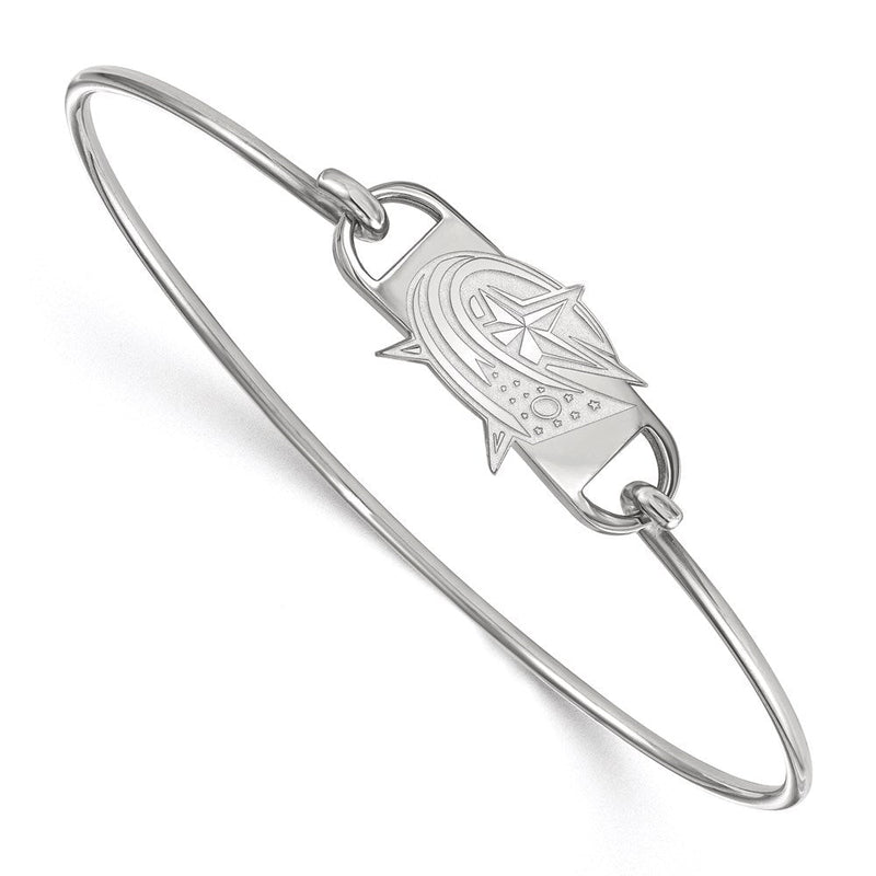 Sterlingsilber Rhodiniert Nhl Logoart Columbus Blau Jacken Klein Mittig 7 Zoll Draht Armreif