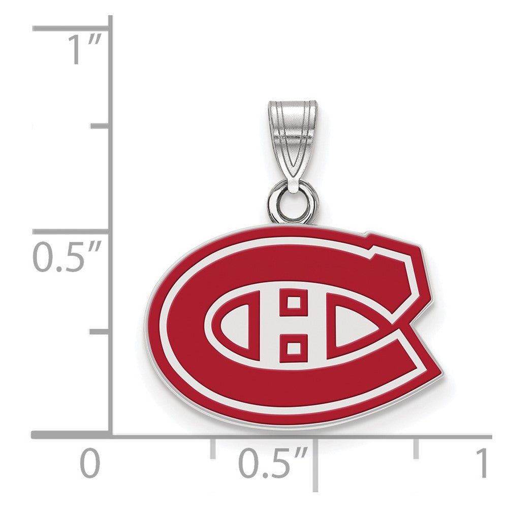 Sterlingsilber Rhodiniert Nhl Logoart Montreal Canadiens Klein Emailliert Anhänger