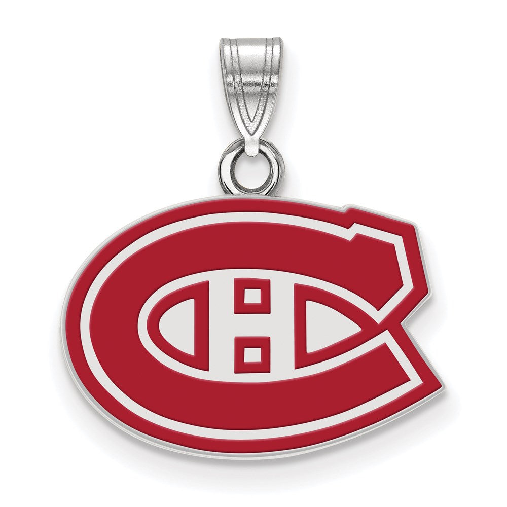 Sterlingsilber Rhodiniert Nhl Logoart Montreal Canadiens Klein Emailliert Anhänger
