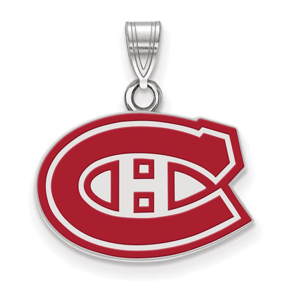 Sterlingsilber Rhodiniert Nhl Logoart Montreal Canadiens Klein Emailliert Anhänger