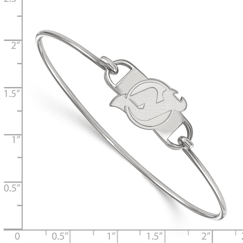 Sterlingsilber Rhodiniert Nhl Logoart New Trikot Devils Klein Mittig 7 Zoll Draht Armreif