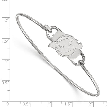 Sterlingsilber Rhodiniert Nhl Logoart New Trikot Devils Klein Mittig 7 Zoll Draht Armreif