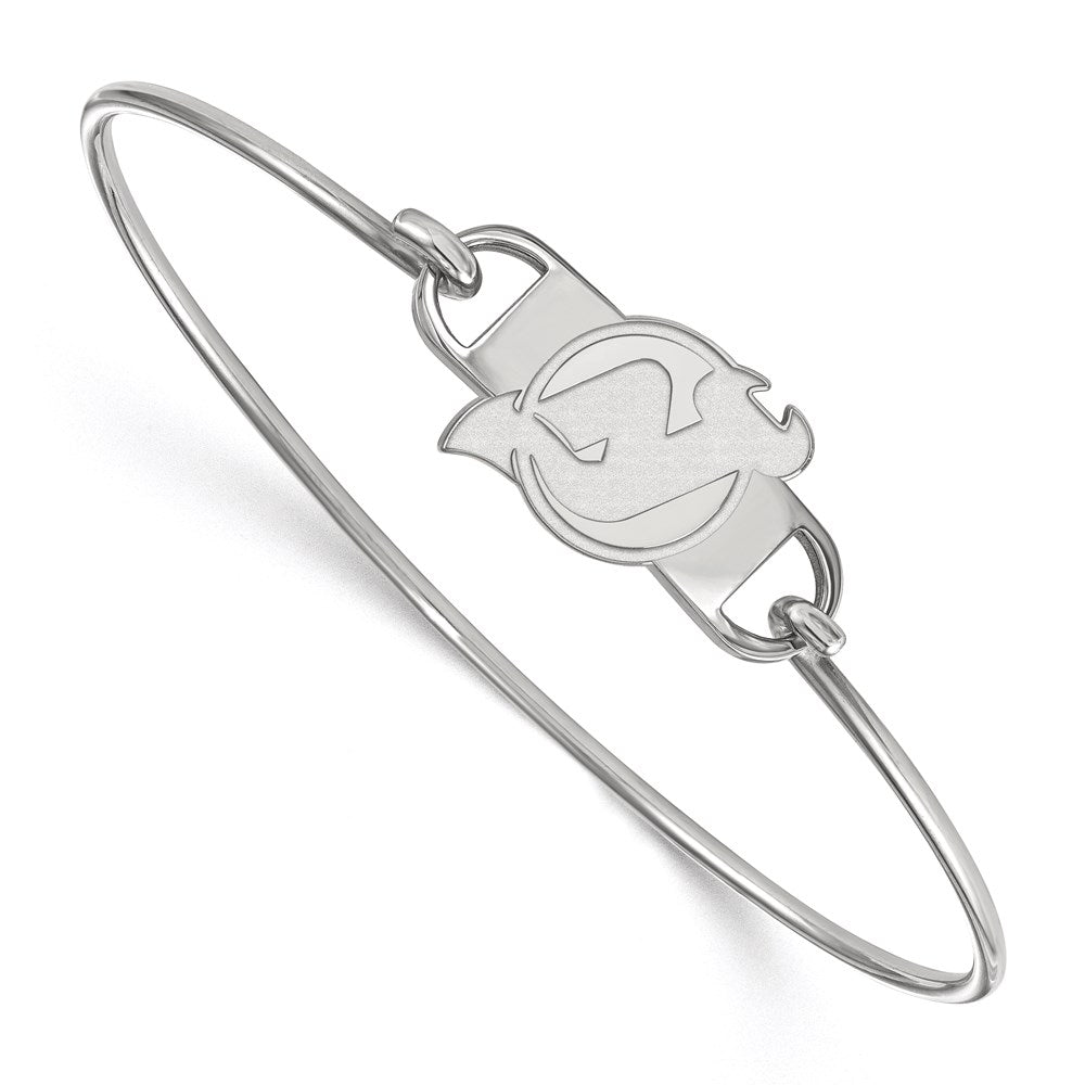 Sterlingsilber Rhodiniert Nhl Logoart New Trikot Devils Klein Mittig 7 Zoll Draht Armreif
