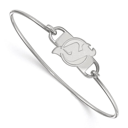 Sterlingsilber Rhodiniert Nhl Logoart New Trikot Devils Klein Mittig 7 Zoll Draht Armreif