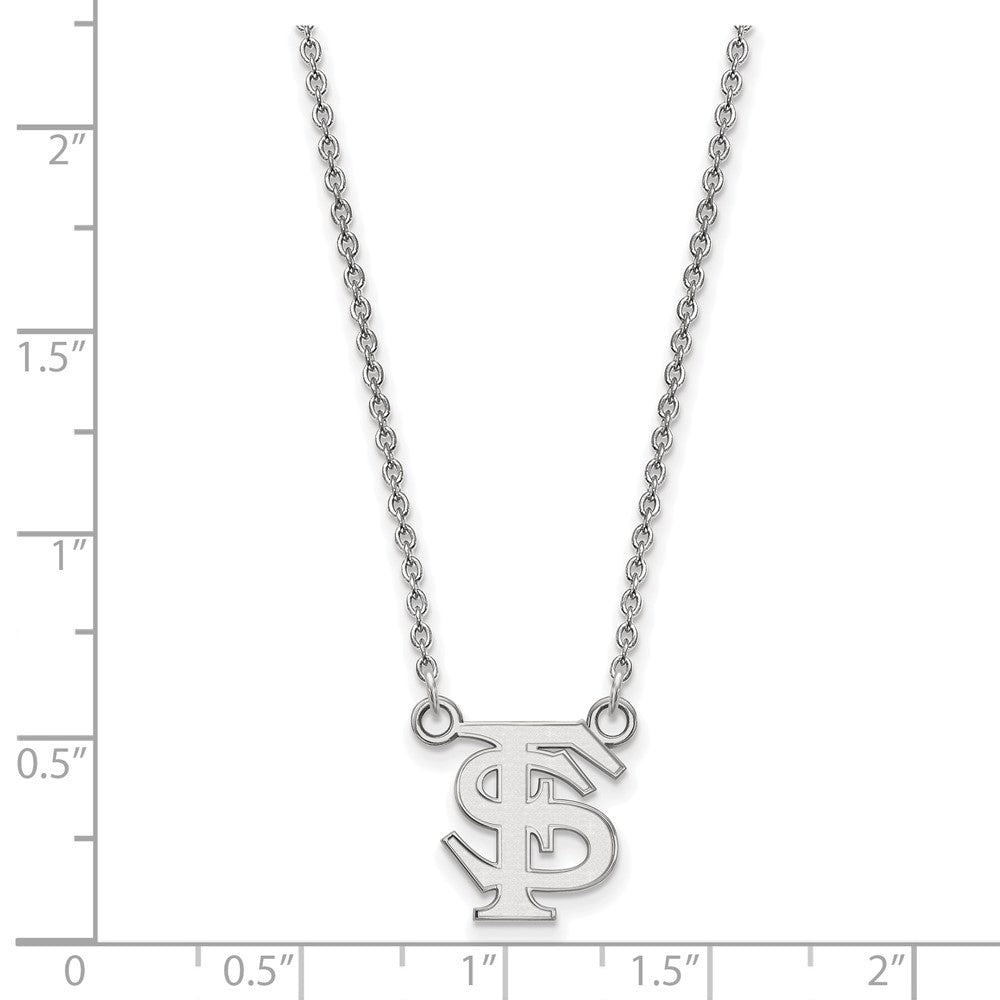 Sterlingsilber Rhodiniert Logoart Florida State University F S Klein Anhänger 18 Zoll Halskette