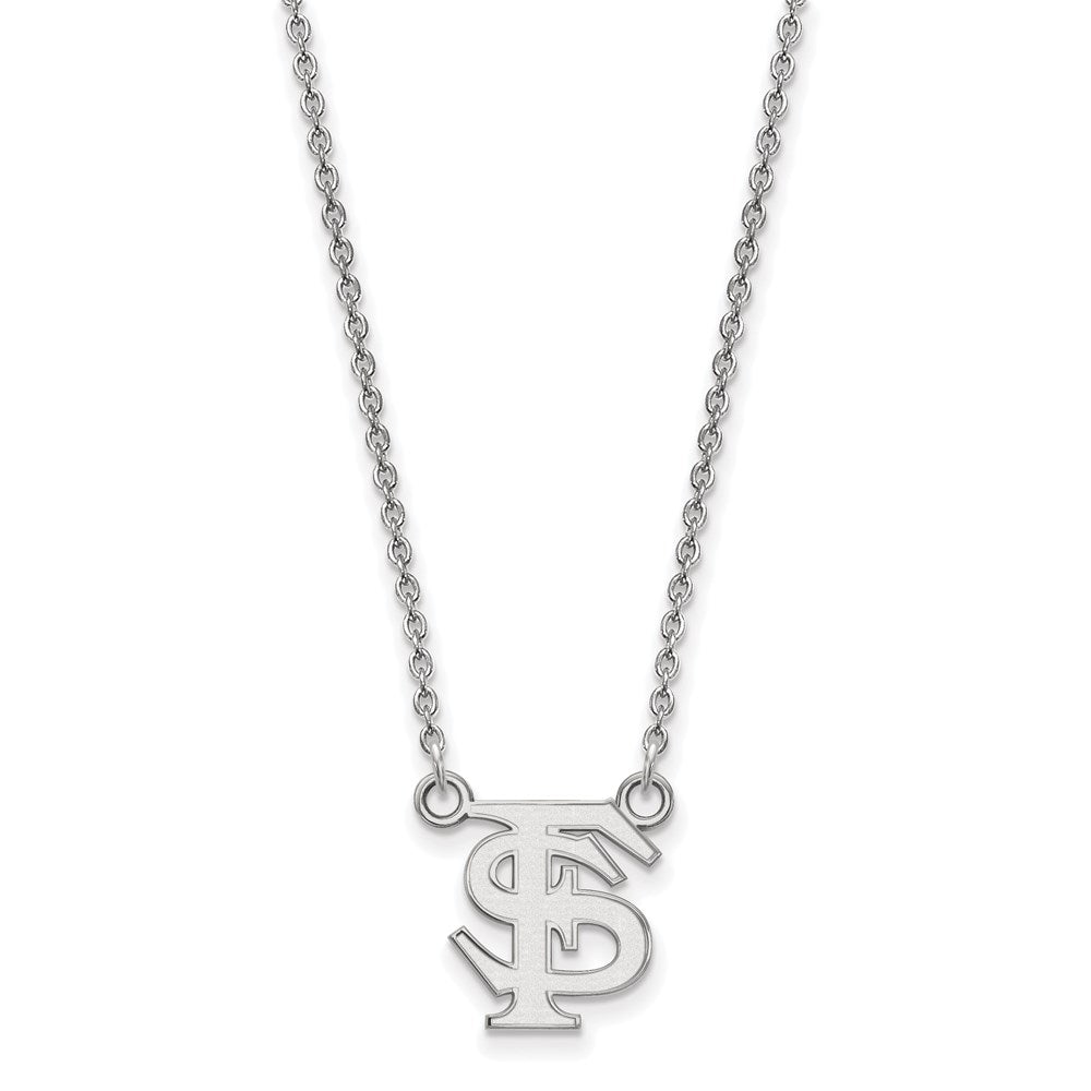 10K Weißgold Logoart Florida State University F S Klein Anhänger 18 Zoll Halskette