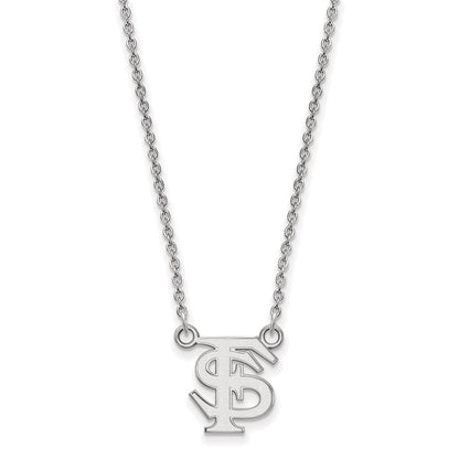 10K Weißgold Logoart Florida State University F S Klein Anhänger 18 Zoll Halskette