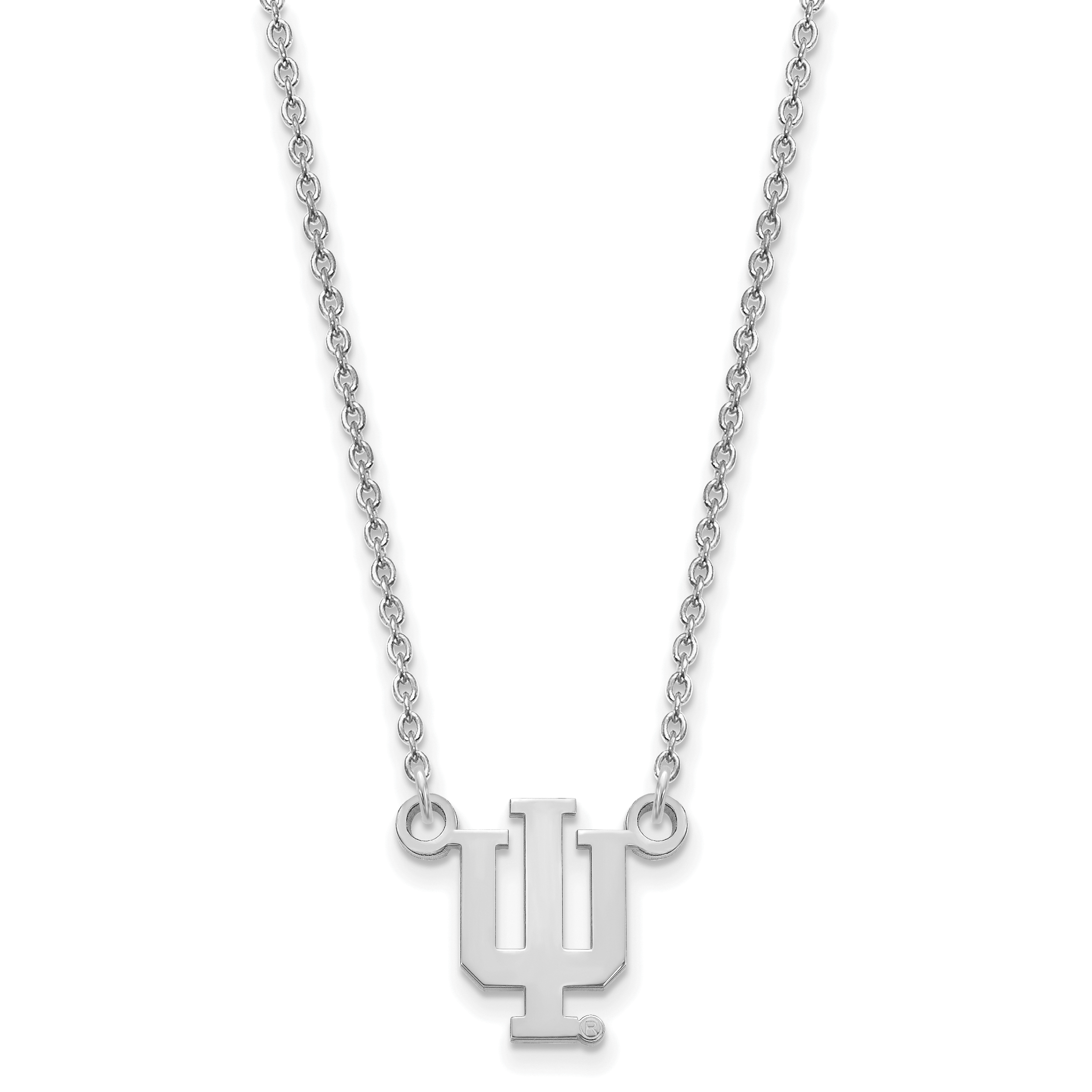Sterlingsilber Rhodiniert Logoart Indiana University I U Klein Anhänger 18 Zoll Halskette