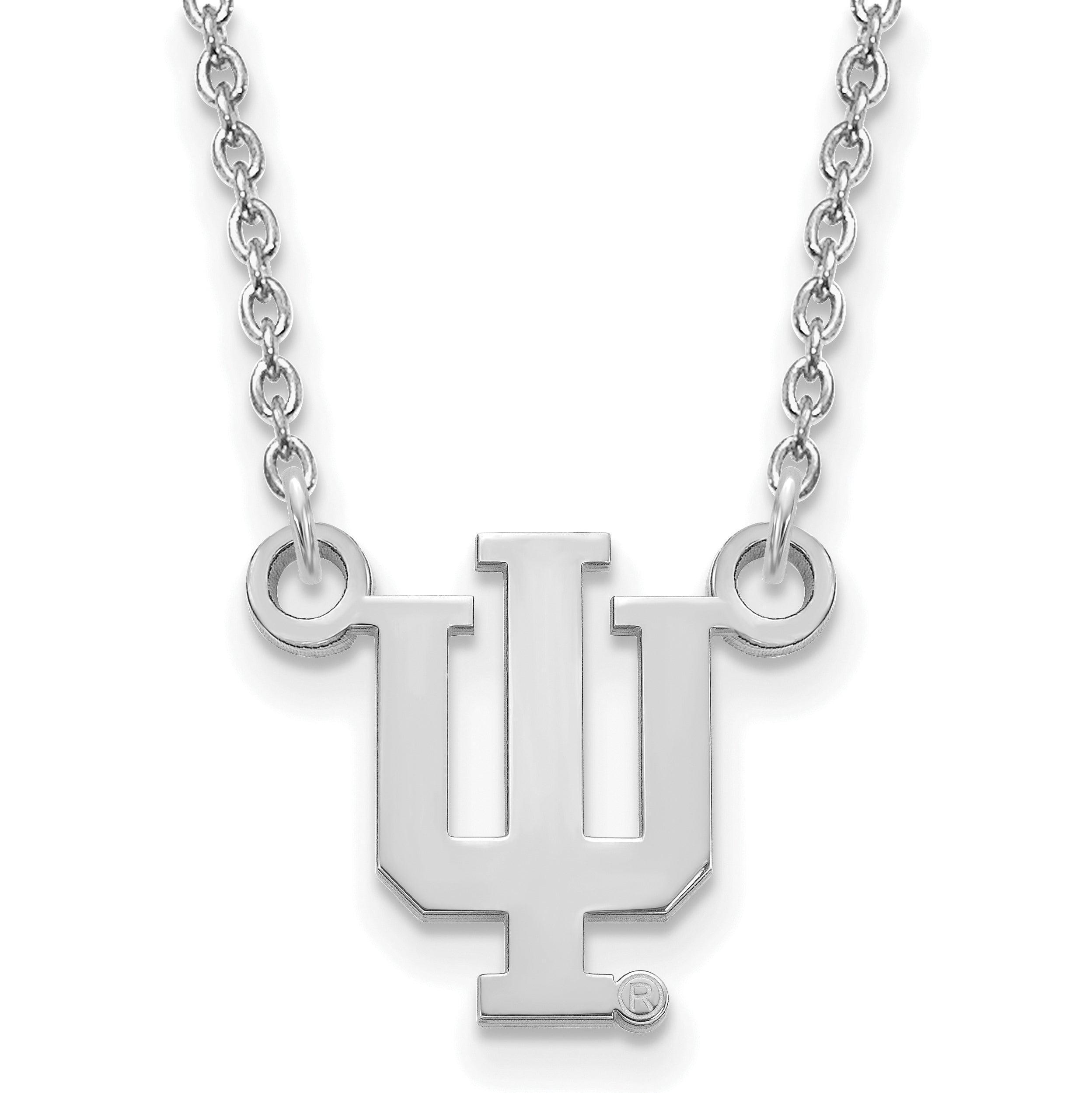 Sterlingsilber Rhodiniert Logoart Indiana University I U Klein Anhänger 18 Zoll Halskette
