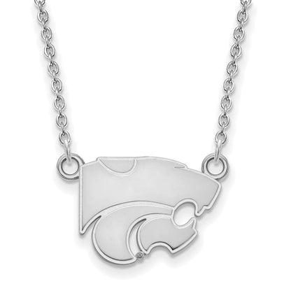Sterlingsilber Rhodiniert Logoart Kansas State University Wildkatze Klein Anhänger 18 Zoll Halskette