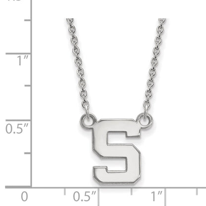 10K Weißgold Logoart Michigan State University Buchstabe S Klein Anhänger 18 Zoll Halskette