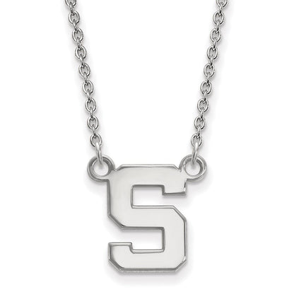 10K Weißgold Logoart Michigan State University Buchstabe S Klein Anhänger 18 Zoll Halskette