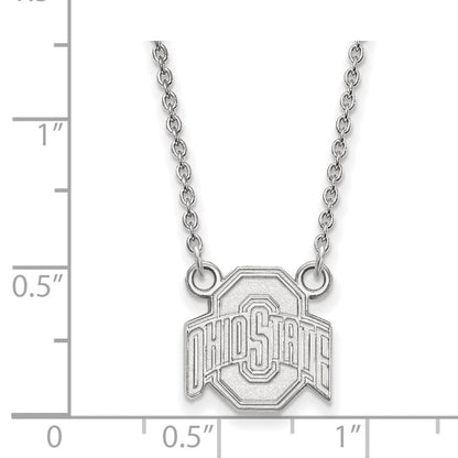Sterlingsilber Rhodiniert Logoart The Ohio State University Klein Anhänger 18 Zoll Halskette