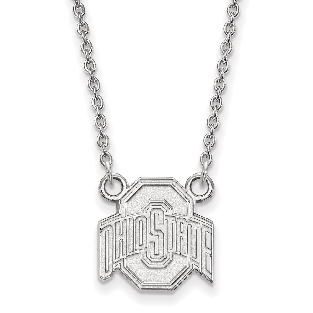 Sterlingsilber Rhodiniert Logoart The Ohio State University Klein Anhänger 18 Zoll Halskette