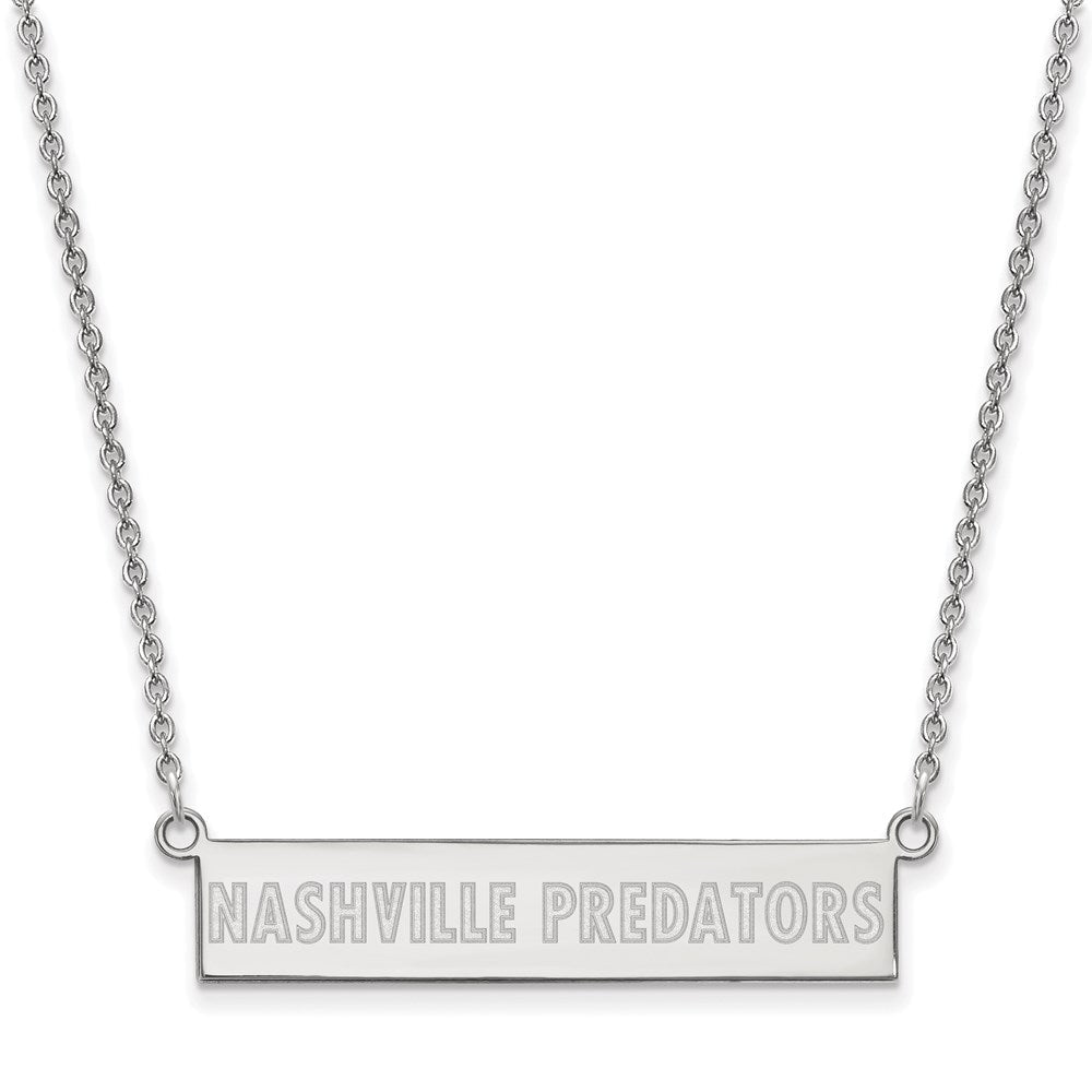 Sterlingsilber Rhodiniert Nhl Logoart Nashville Predators Klein Stab 18 Zoll Halskette
