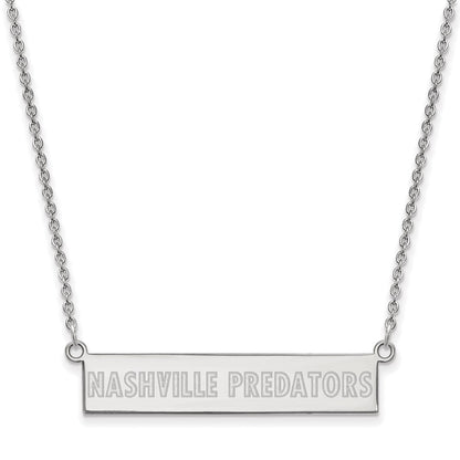 Sterlingsilber Rhodiniert Nhl Logoart Nashville Predators Klein Stab 18 Zoll Halskette