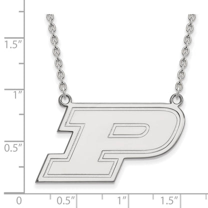 Sterlingsilber Rhodiniert Logoart Purdue University Buchstabe P Groß Anhänger 18 Zoll Halskette