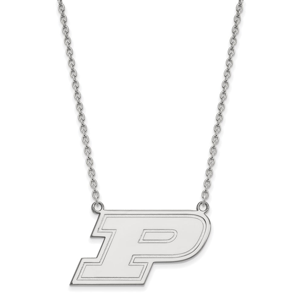 Sterlingsilber Rhodiniert Logoart Purdue University Buchstabe P Groß Anhänger 18 Zoll Halskette