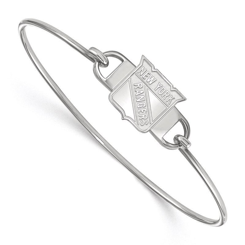 Sterlingsilber Rhodiniert Nhl Logoart New York Rangers Klein Mittig 7 Zoll Draht Armreif
